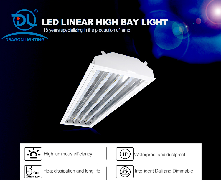 IP40 Suspended LED T8 Type Led Linear High Bay Light for Warehouse Industrial retail Shopping mall