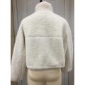 Off White Shearling Zip Up Jacket