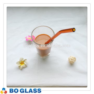 Customer designed bent drinking glass straw in high quality