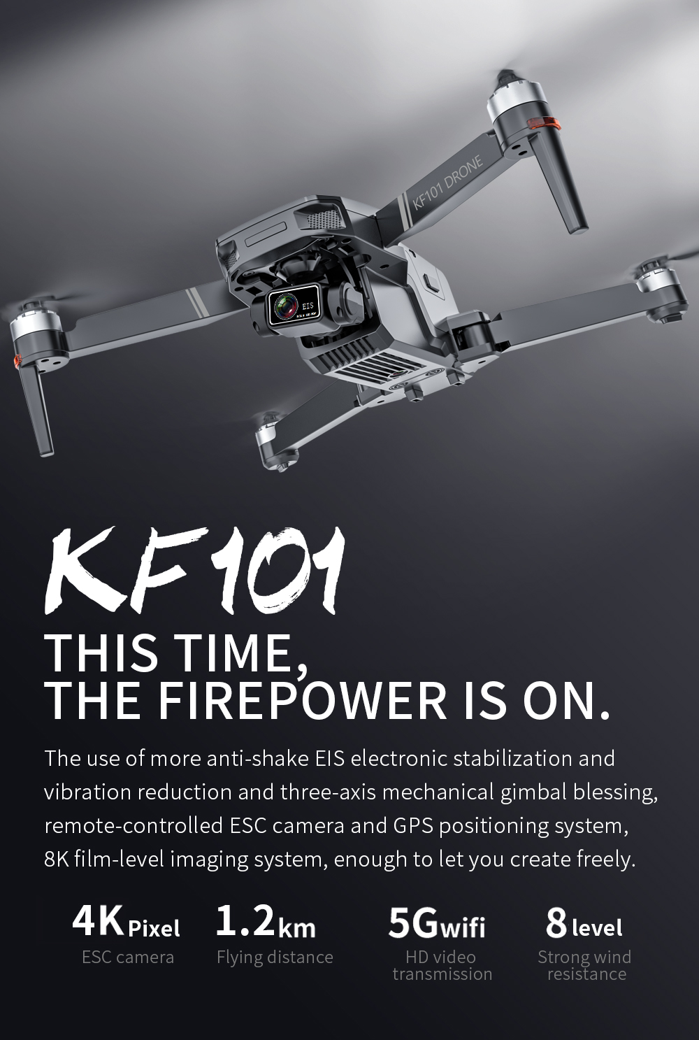 KF101 4K GPS Drone With Camera 3 Axis Gimbal Brushless FPV Quadcopter 5G Wifi 1.2km 25mins Remote Flight RC Helicopter Dron