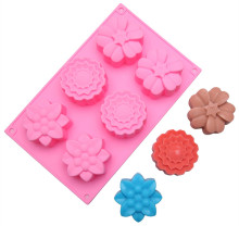 6cups flower shape silicone moon cake mold