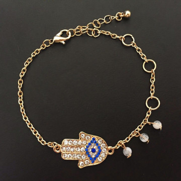 Evil Eye Rhinestone Bracelets Gold Plated Chain Bracelet