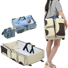 Portable 3-in-1 Mummy Travel Diaper Bag with Bassinet for Outdoor