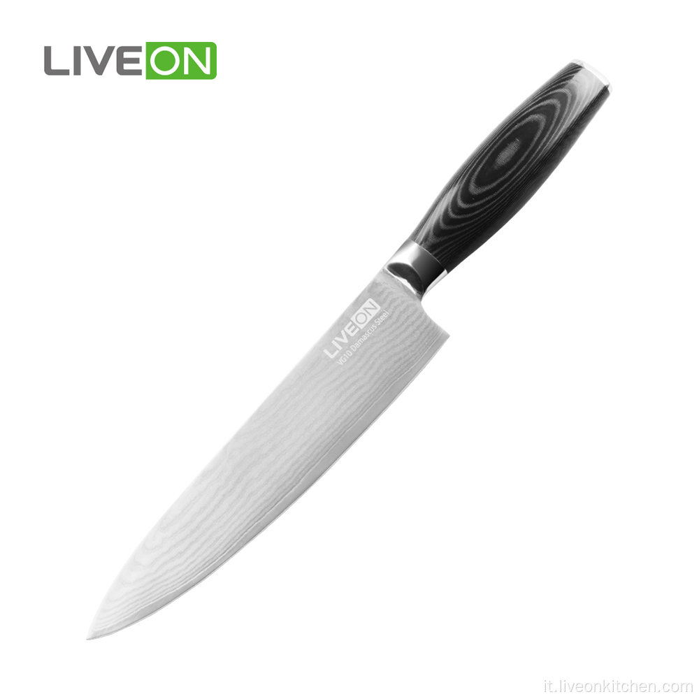 Coltello da chef Damasco a 8 pollici con impugnatura Micarta