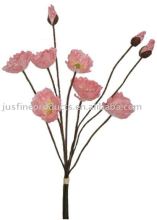 Artificial Flower Bundle of Poppy x 6 Flowers, 3 Buds