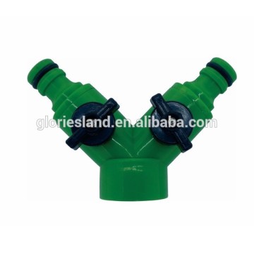 Garden Y shaped hose connector splitters with valves
