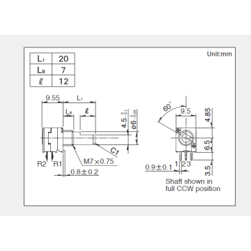 Potencjometr obrotowy serii RK097