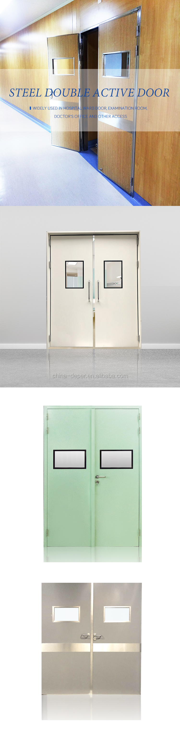 Modern design main glass steel fireproof doors for hotel hospital school clean room