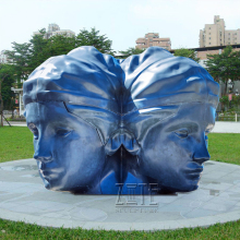 Modern garden metal craft statue stainless steel abstract human face sculpture