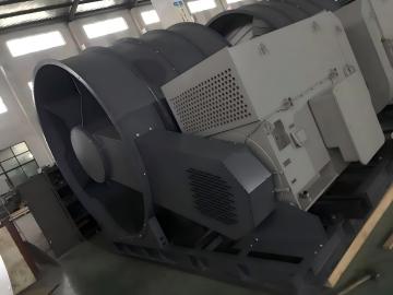 The belt drives the axial flow fan