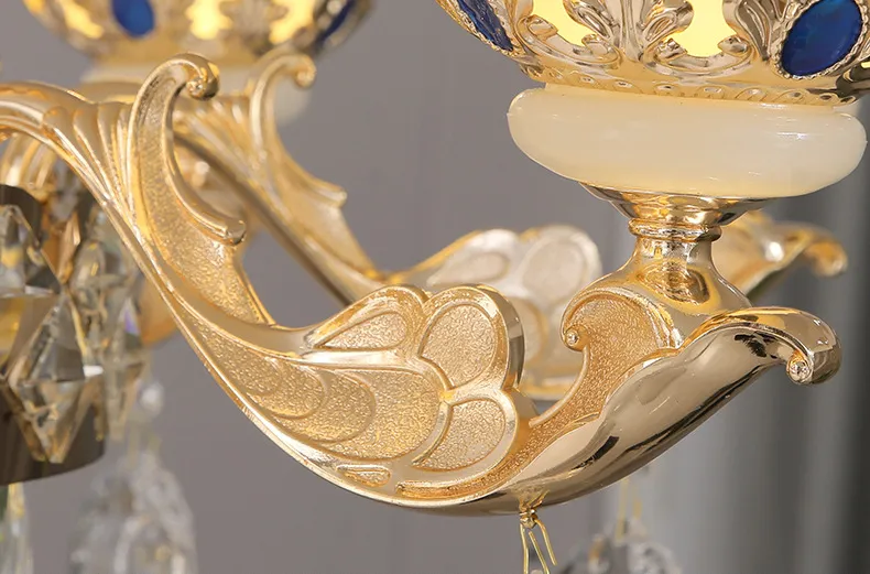European Luxury Natural Jade, Crystal Chandelier, Villa Living Room Headlights