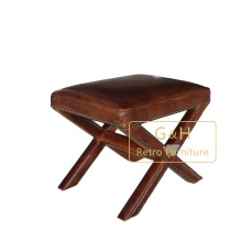 Full Grain Semi-Aniline Italian Tanned Leather Ottoman