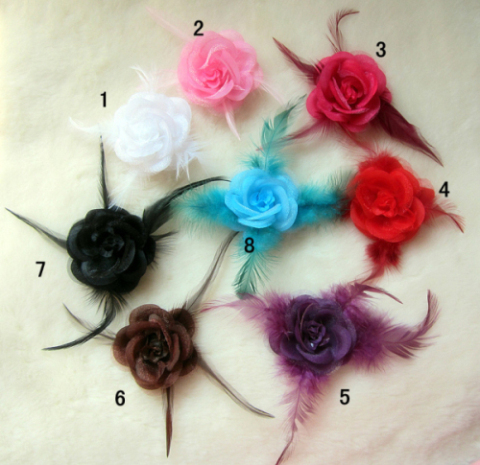Bande de cheveux plume Rose Corsage à petite fleur, serre-tête avec accessoires à cheveux fleurs