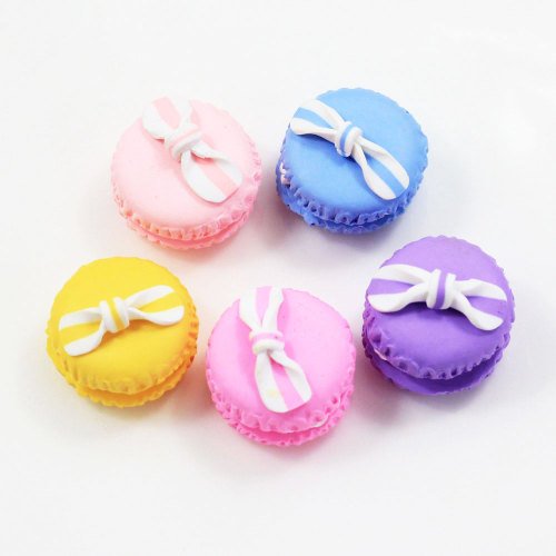 Mélanger la couleur 24mm 100 pc mignon Macaron fait à la main avec arc argile coton bonbon polymère argile alimentaire bonbons décoration pièces artisanat