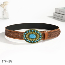 Vintage Brown Alloy Belt Y2K Ethnic Vibe