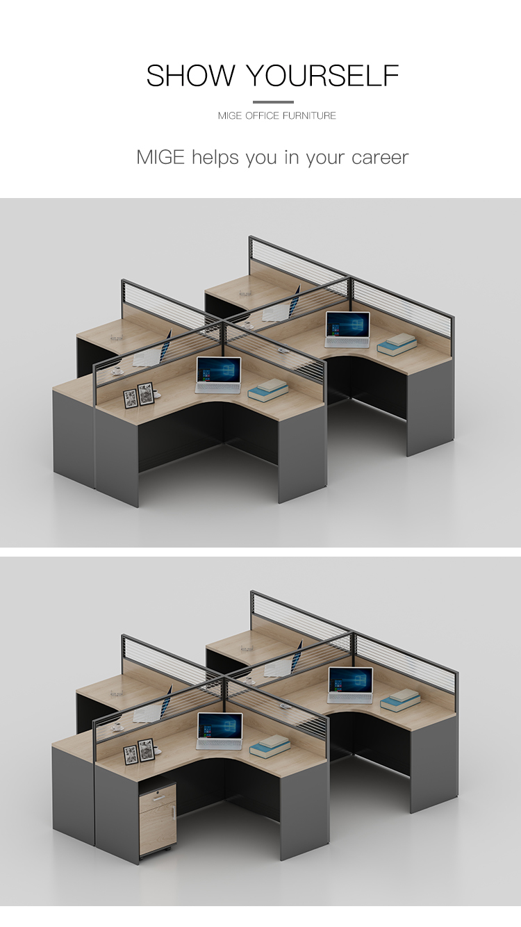Office Furniture 4 Pack L Shaped Workstation Collaborative Teamwork Customer Service Call Center