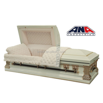 ANA White Finish Solid Copper Hardware Lowering Device for Adult Casket