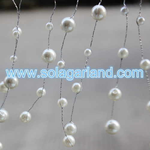 Silver Wire Acrylic Pearl Bead Branch Garland