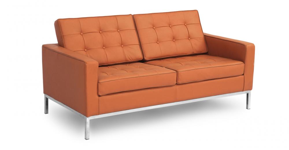 Florence Knoll Replica Leather Loveseat Sofá