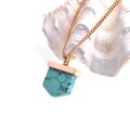 Pendentif en pierre turquoise Collier long en or