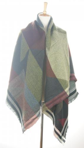 Damer akryl Jacquard Poncho med geometri mönster