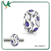 Sterling Silver Amethyst CZ February Birthstone Bead