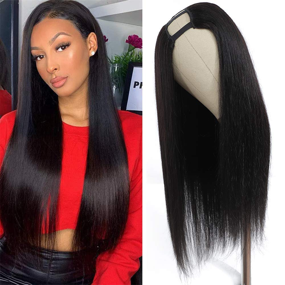 Fashion wholesale unprocessed 100% brazilian human Natural raw virgin  hair u-part Wigs for black women vendors