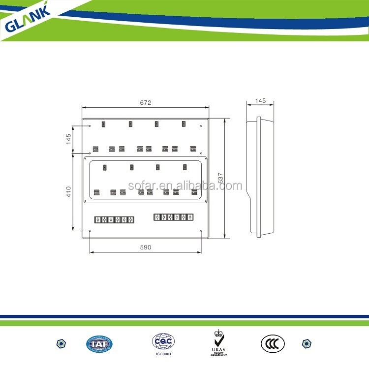 Plastic Wall Mounted Electrical Meter Distribution Box for 8 meters