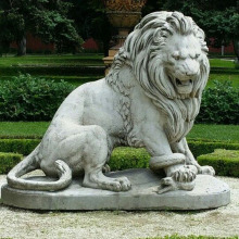 Hot selling indian style outdoor carved stone animal statues lion with snake sculpture