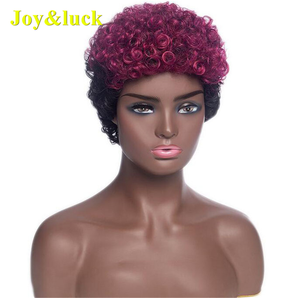 Wholesale Prices for African Women Ladies Hair Party Machine Made Fluffy Wig Black Soft Curly Pixie Cut Short Synthetic Wigs