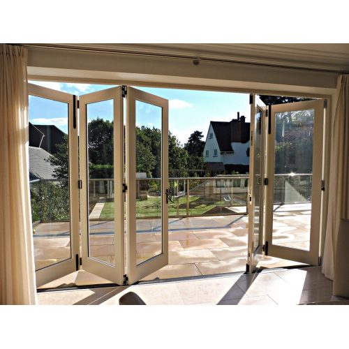 China Accordion Aluminum Folding Double Glass Doors Factory
