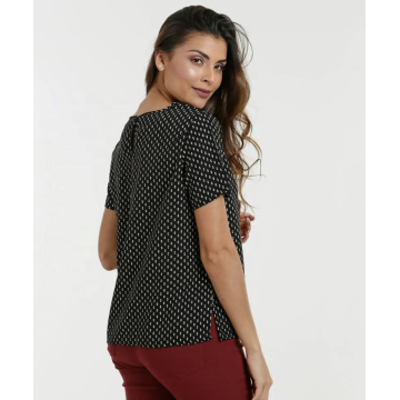 Damen T-Shirt mit Rundhalsausschnitt und Blumendruck Chiffontops