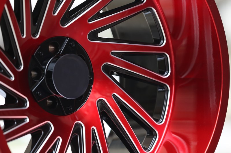 24 inch Black Face& Red Milled Edge Wheel