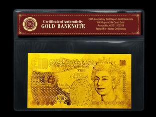 Pure 99.9% 24k Gold Banknote 10 Pound Banknote,Include Cert