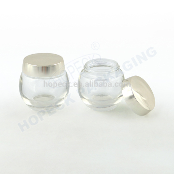 Round cosmetic jar , glass jar , glass cosmetic bottle