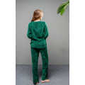 Soft fleece green solid pajama set