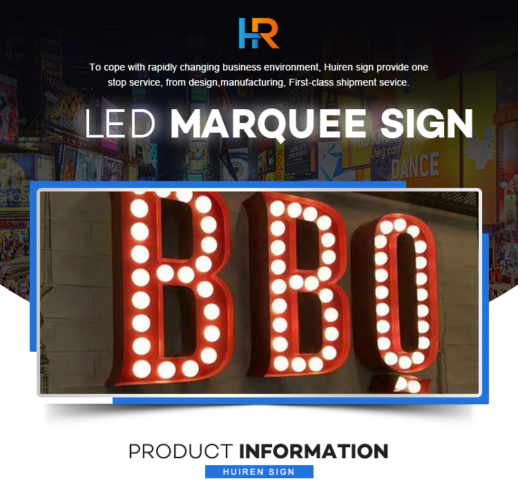 3D Advertising Front Lighting Led Channel Marquee Bulb Letters Lighted Signs Electrical Business Logos