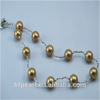 Cheap Golden Shell Pearl Tin Cup Necklace