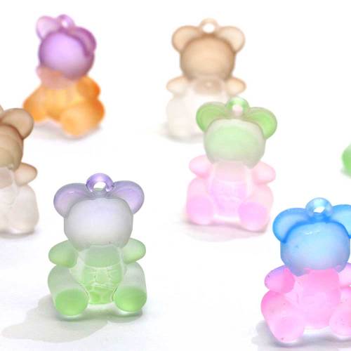 Heetste Bicolors Bear Shape Plaksteen Hars Kralen Cabochon Charms Pretty Animal Kids Tassen Sleutelhanger Ornament Diy Art Craft