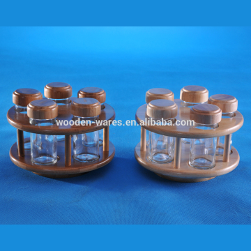 Volving glass spice jar set rack, sets of 6 pcs