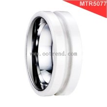 engagement band rings,grooved white ceramic rings,combined rings: ceramic and tungsten combined rings for engagement