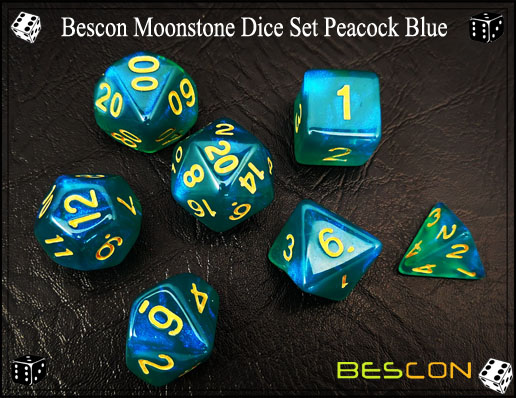 Peacock Blue Dice Set-4