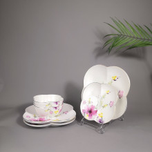 Grace Floral Decals Dinner Set - Porcelain Dinnerware for Home and Restaurant