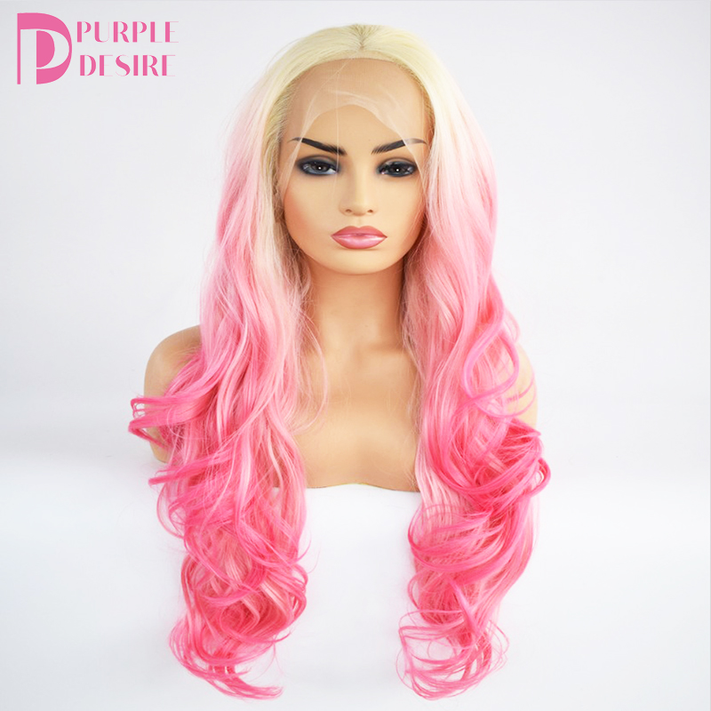 high temperature fiber ombre color silky  colorful middle part synthetic bob lace front wig