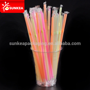 Colored plastic bendy long drinking straw