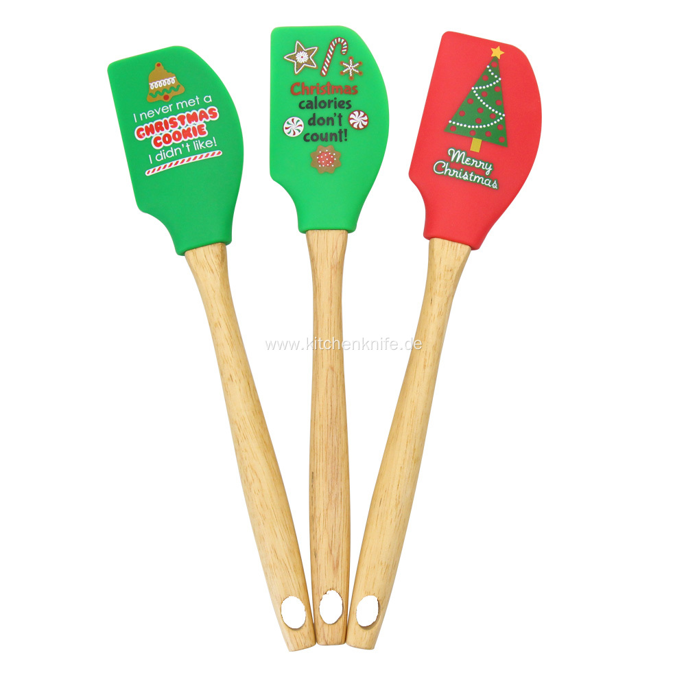 Christmas Silicone Spatula with Wooden Handle