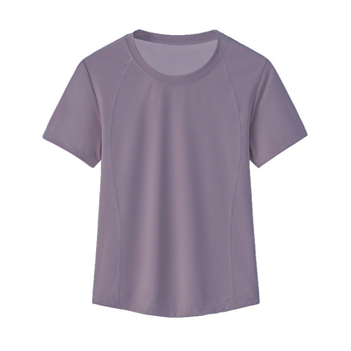 Purple Short Sleeve Sports Women's Casual Loose Top