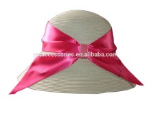 Girl's lovely paper braid straw hats, cloche shape summer hats with big bow decoration
