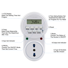 Multifunction Digital Timer Plug with Socket and Grounding for Residential Use