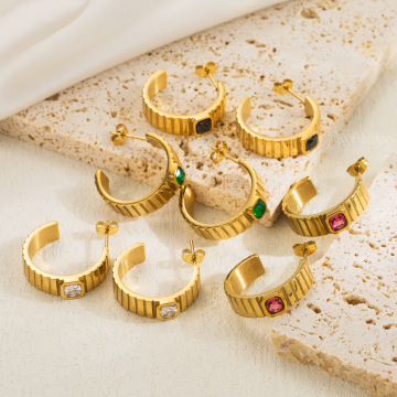 Stylish Cheap Stainless Steel Geometric Earrings with 18k Gold Rhinestones: CC Big Earring Trend